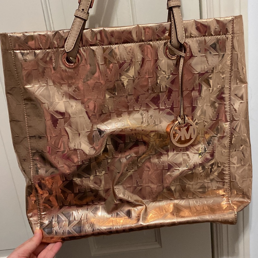 Final Price-Michael Kors Rose Gold Logo Tote Bag